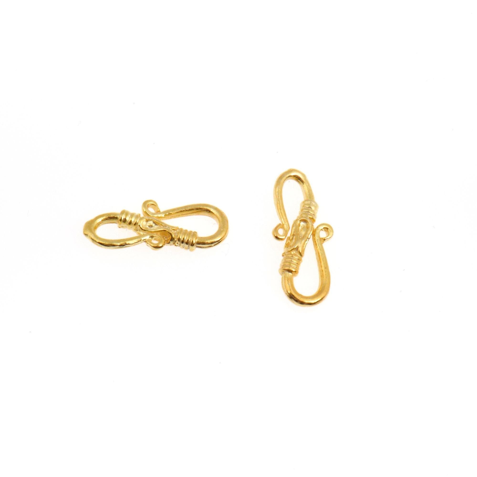 24K Gold Vermeil S Clasps, Antique Silver Hook Clasps, 925 Sterling Silver Connectors in Gold, Jewelry Supplies, Jewelry Findings, VM64A