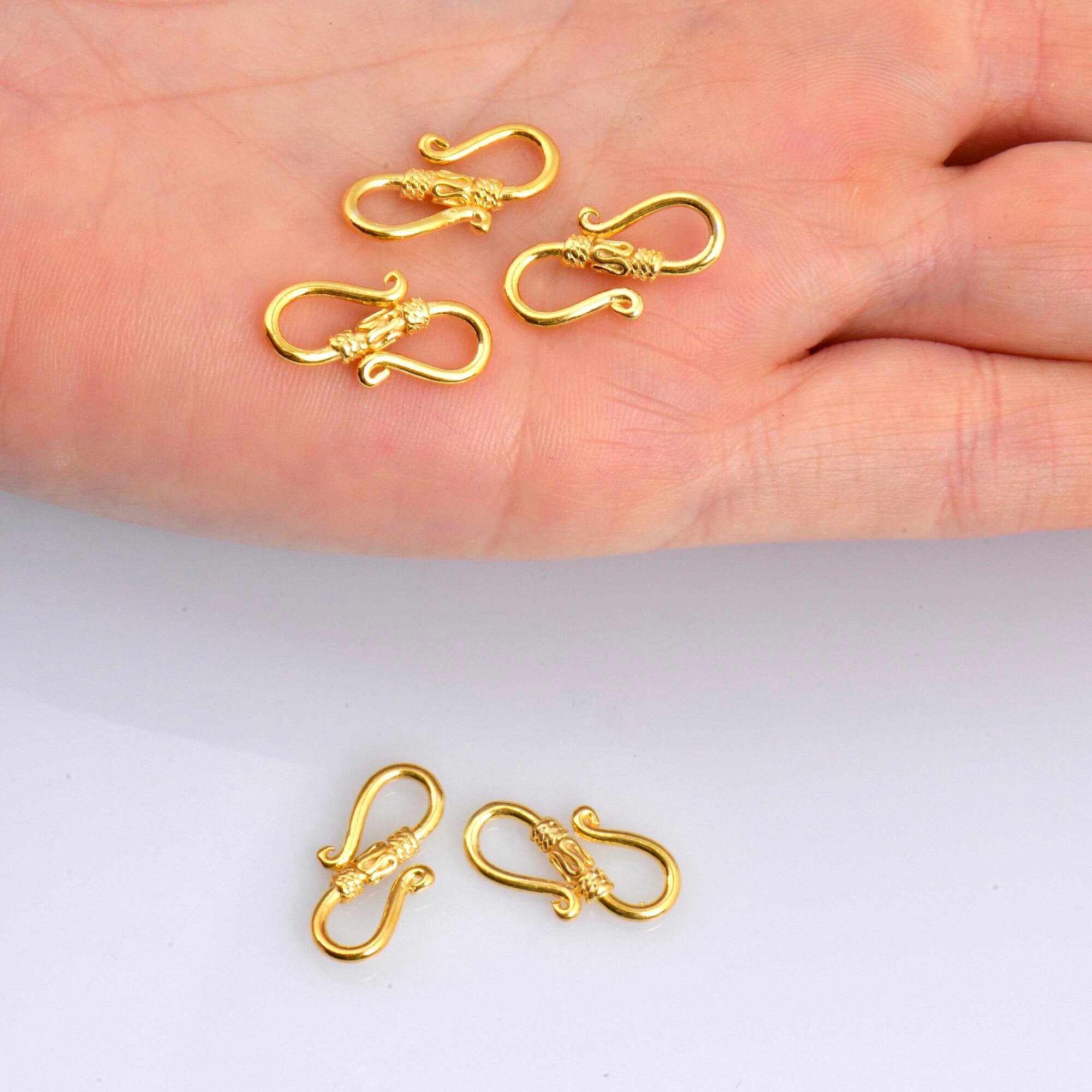 24K Gold Vermeil S Clasps, Antique Silver Hook Clasps, 925 Sterling Silver Connectors in Gold, Jewelry Supplies, Jewelry Findings, VM64A-C