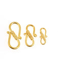 24K Gold Vermeil S Clasps, Antique Silver Hook Clasps, 925 Sterling Silver Connectors in Gold, Jewelry Supplies, Jewelry Findings, VM64A-C