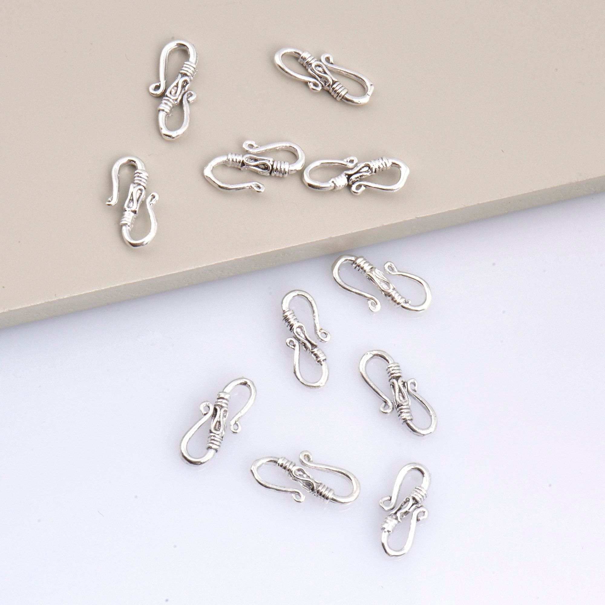 925 Sterling Silver S Clasps, Silver Hook Clasps, Antique Solid Silver Connectors, Jewelry Making Supplies, Silver Jewelry Findings, M64A-C