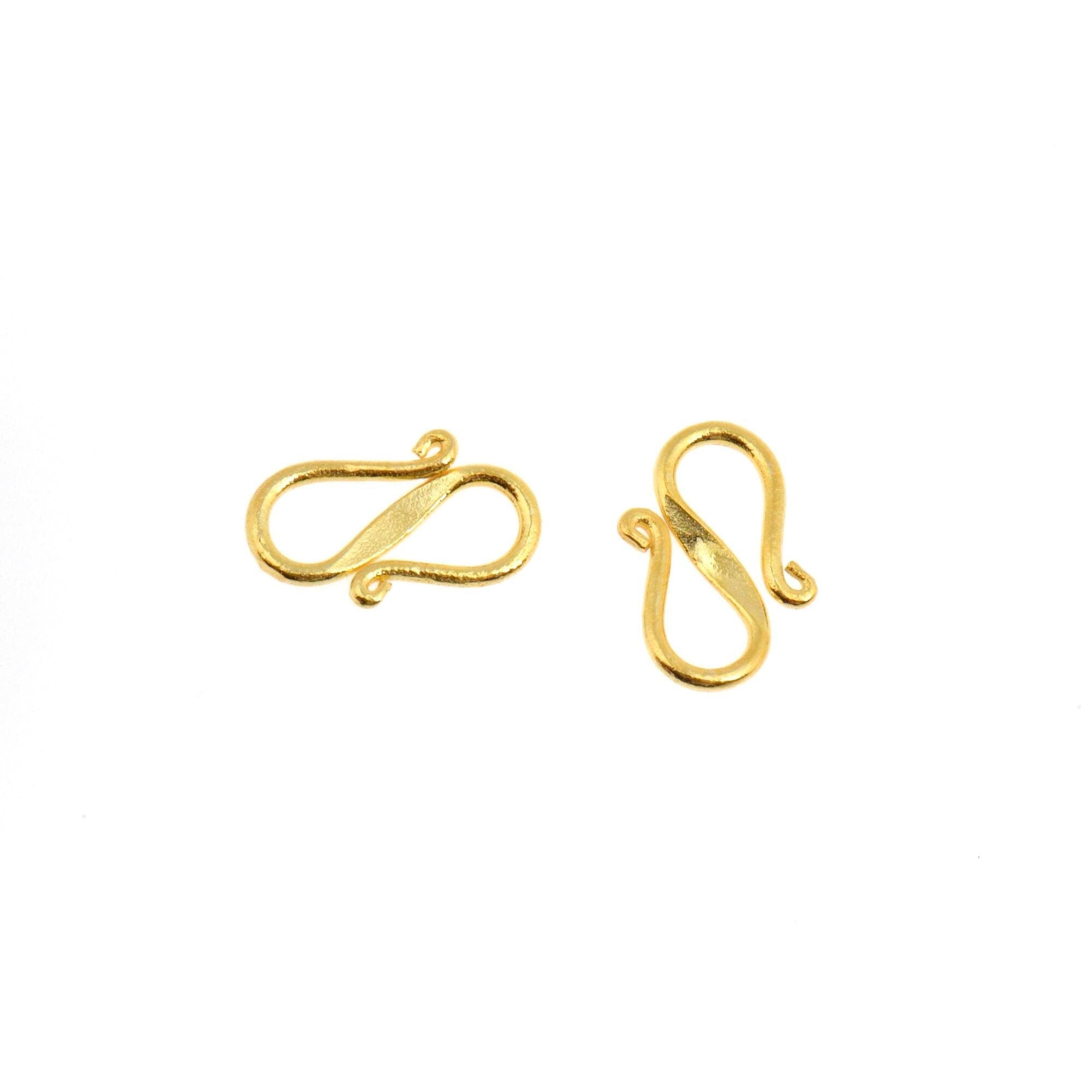 24K Gold Vermeil S Clasps, 925 Solid Silver Hook Clasps, Sterling Silver Connectors in 24K Gold, Jewelry Supplies, Jewelry Findings, VM65A