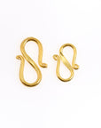 24K Gold Vermeil and 925 Silver S Clasps, Solid Silver Hook Clasps, Gold & Silver Connector, Jewelry Supplies, Jewelry Findings, M/VM65A-B