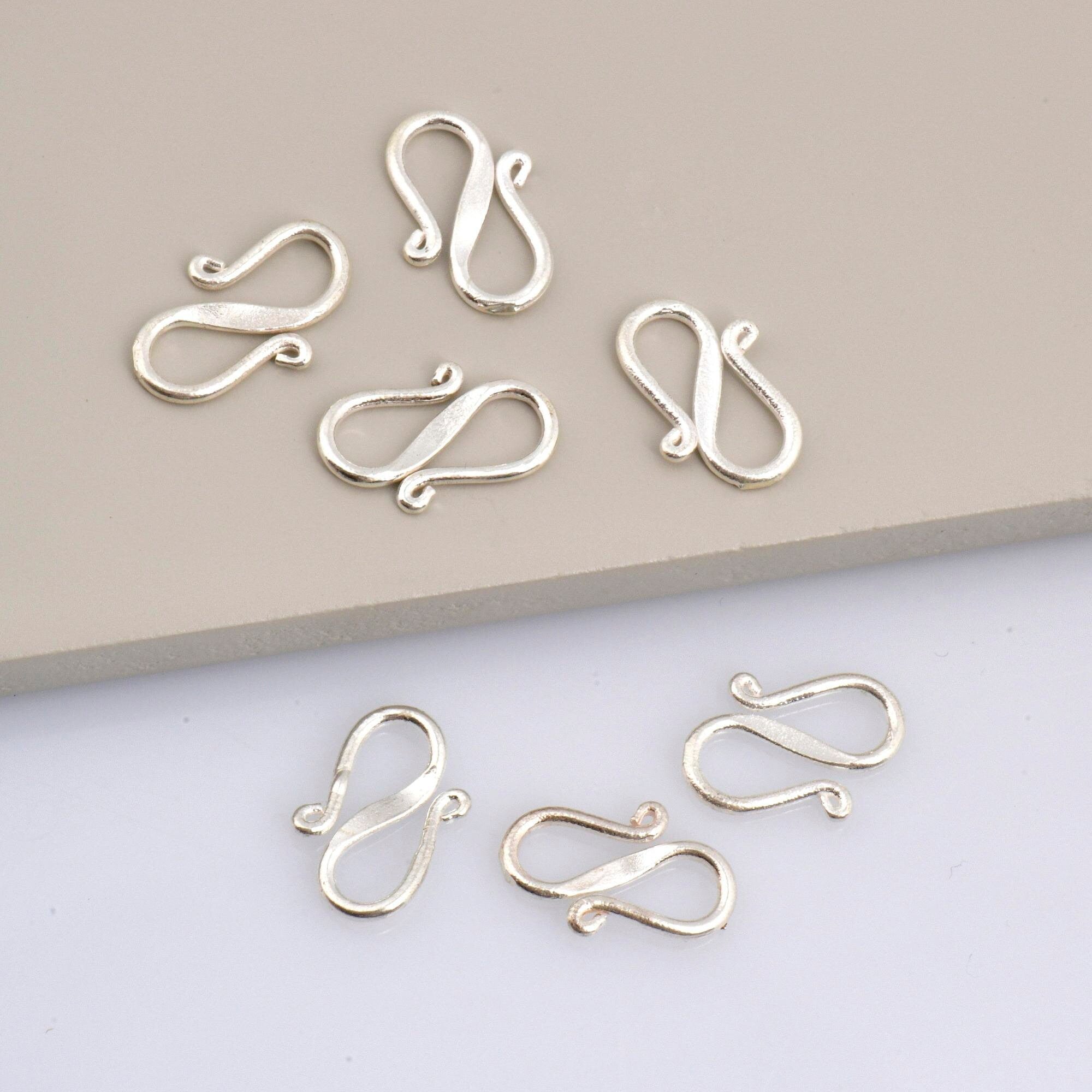 925 Sterling Silver S Clasps, Silver Hook Clasps, Antique Solid Silver Connectors, Jewelry Making Supplies, Silver Jewelry Findings, M65A