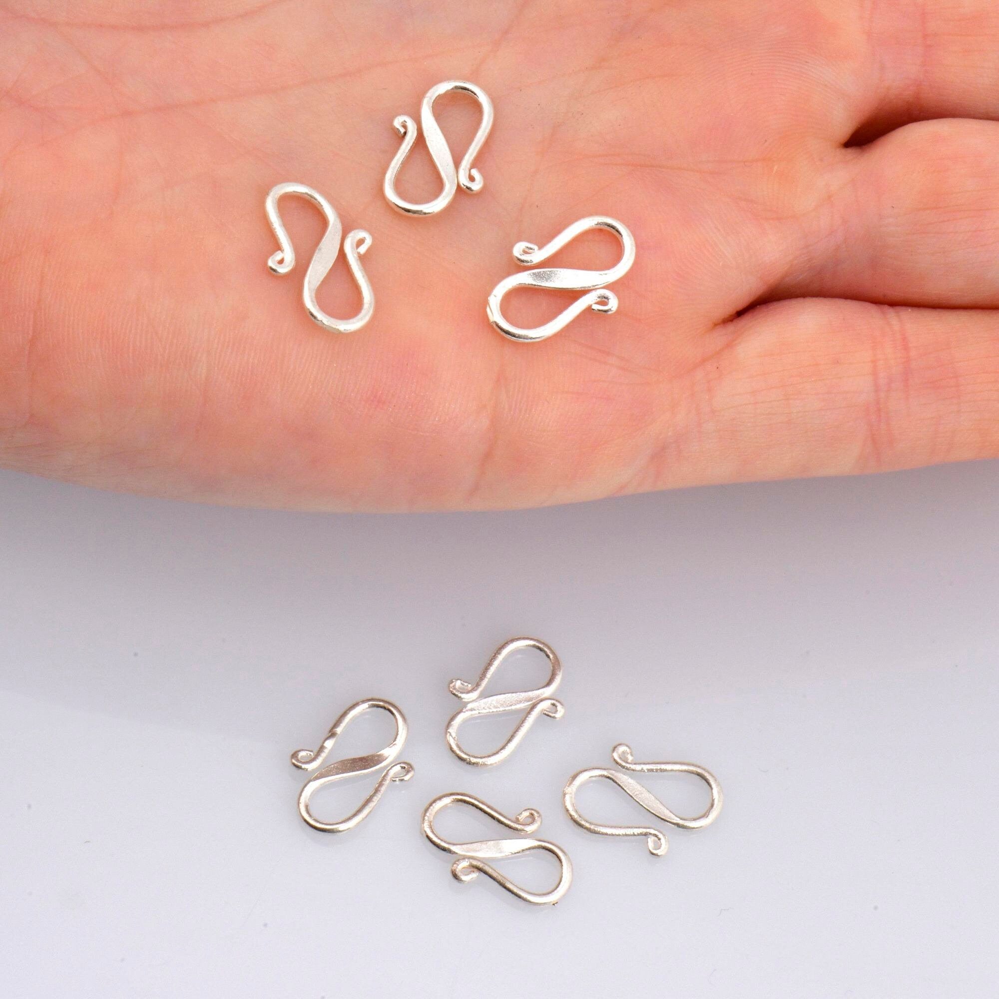 925 Sterling Silver S Clasps, Silver Hook Clasps, Antique Solid Silver Connectors, Jewelry Making Supplies, Silver Jewelry Findings, M65A