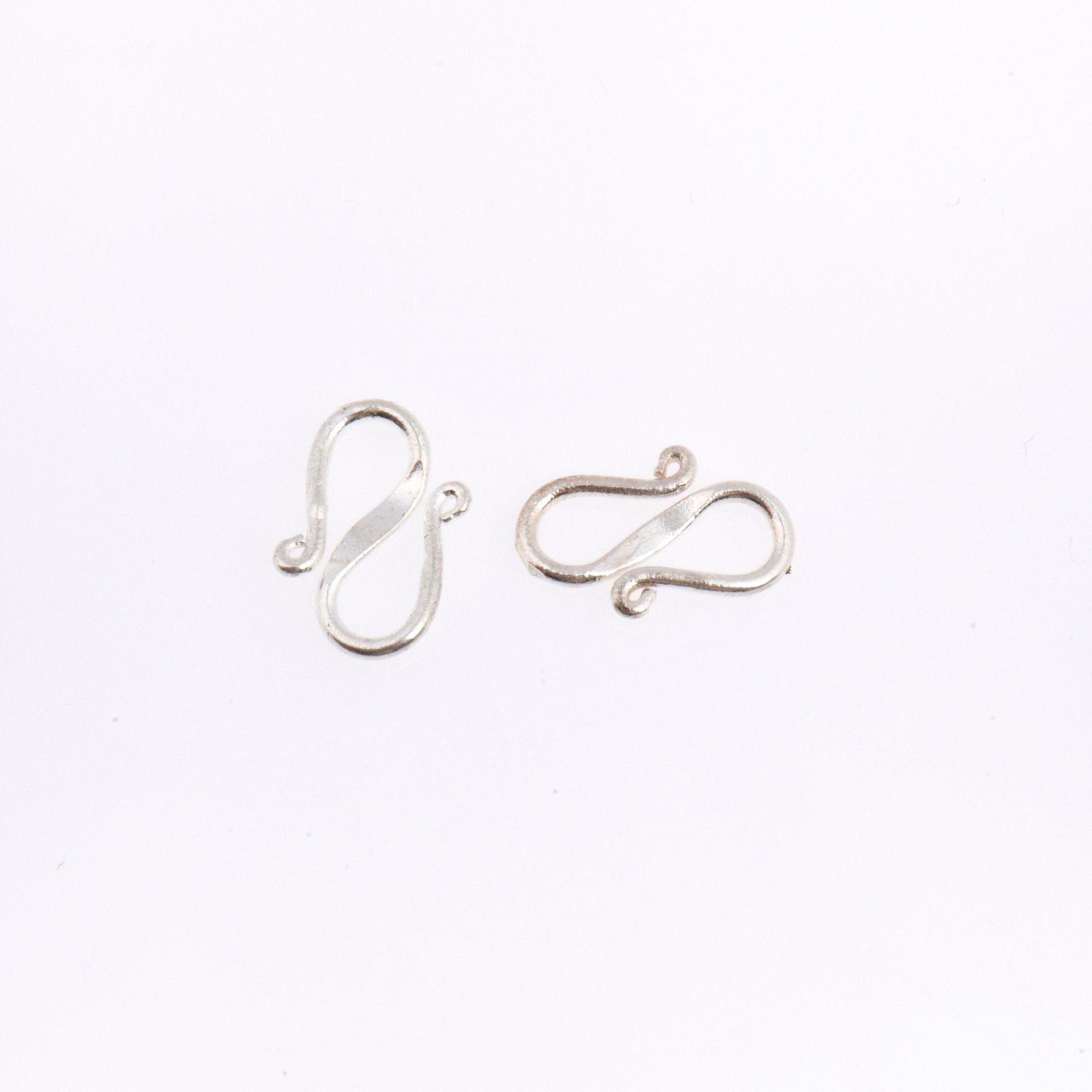 925 Sterling Silver S Clasps, Silver Hook Clasps, Antique Solid Silver Connectors, Jewelry Making Supplies, Silver Jewelry Findings, M65A