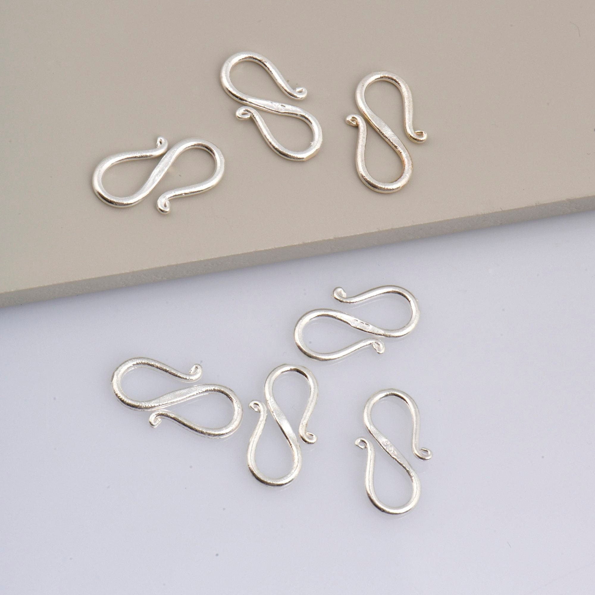 925 Sterling Silver S Clasps, Silver Hook Clasps, Antique Solid Silver Connectors, Jewelry Making Supplies, Silver Jewelry Findings, M65B