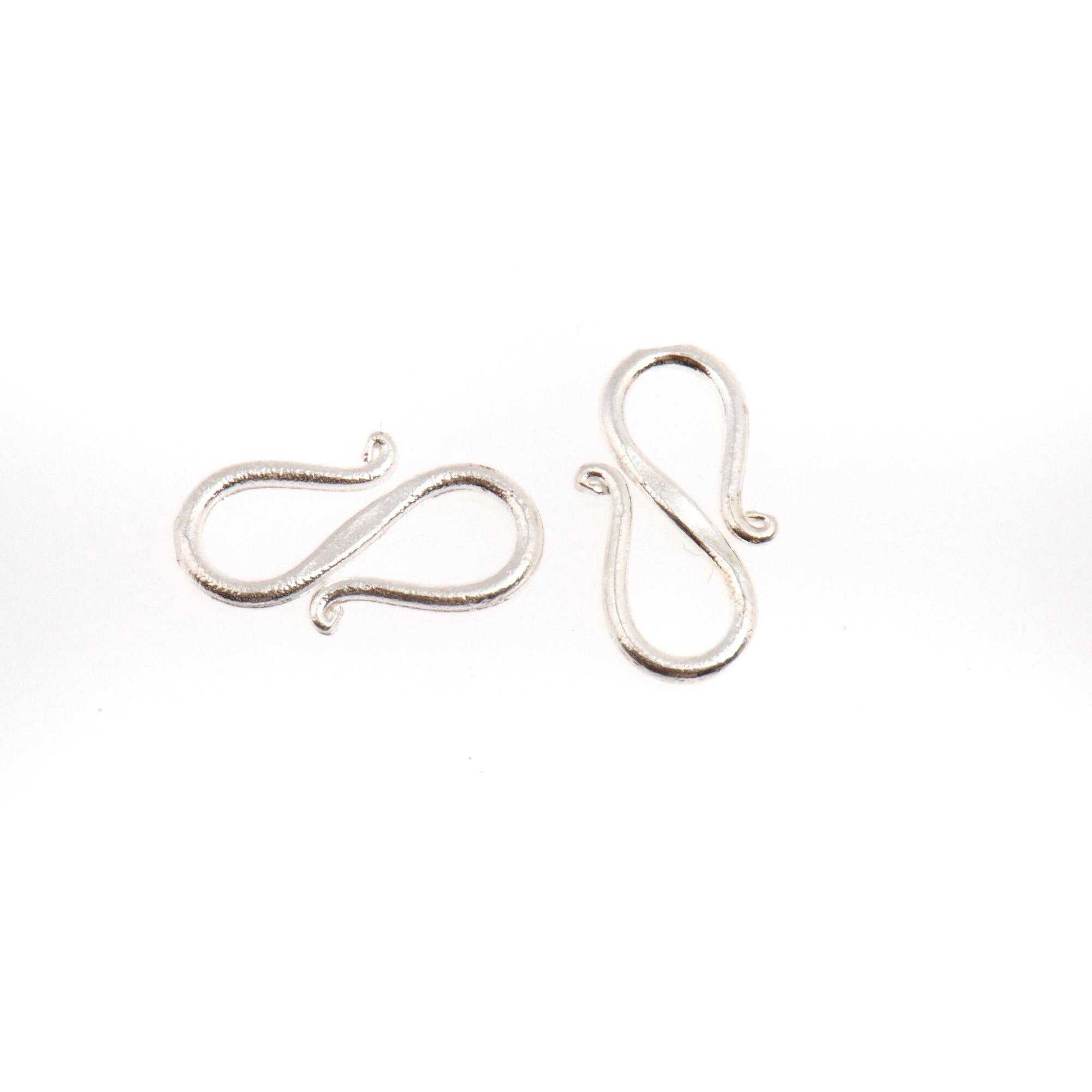 925 Sterling Silver S Clasps, Silver Hook Clasps, Antique Solid Silver Connectors, Jewelry Making Supplies, Silver Jewelry Findings, M65B