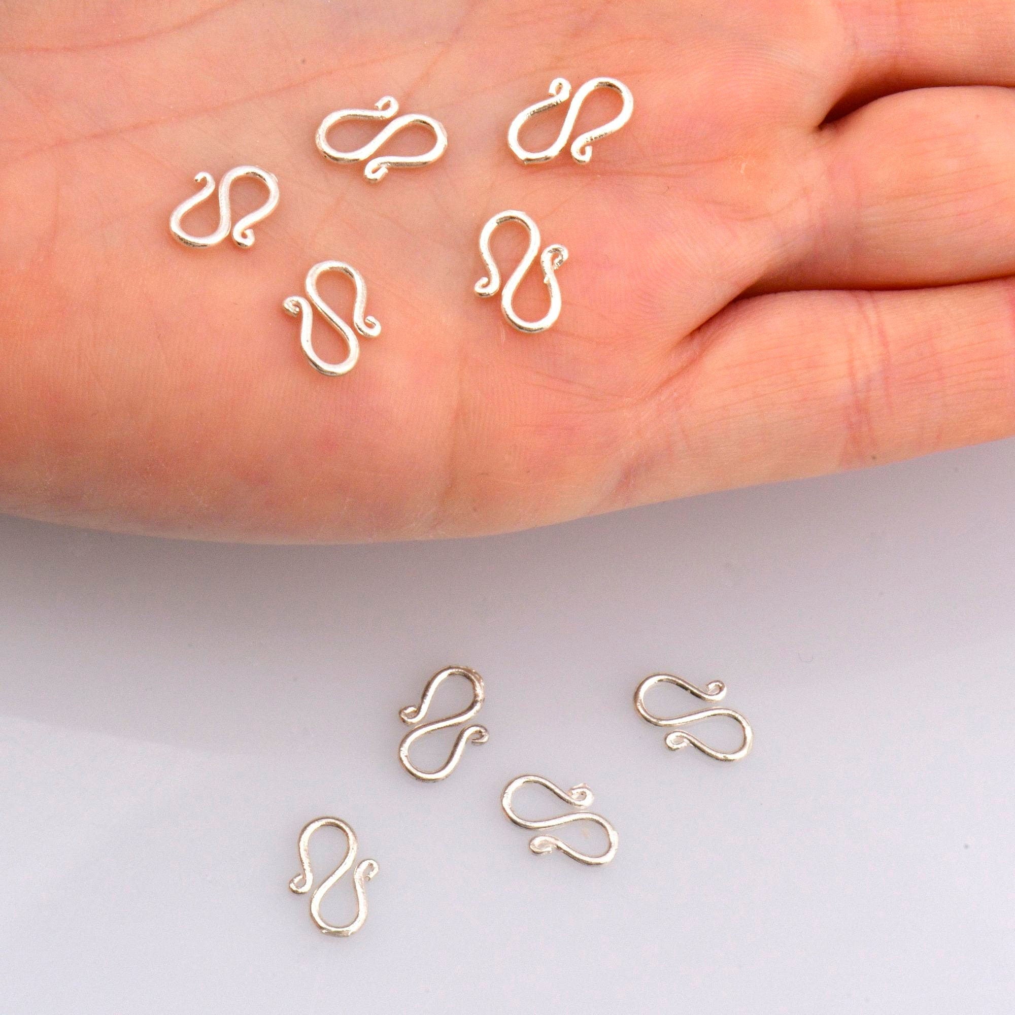 925 Sterling Silver S Clasps, Silver Hook Clasps, Antique Solid Silver Connectors, Jewelry Making Supplies, Silver Jewelry Findings, M66