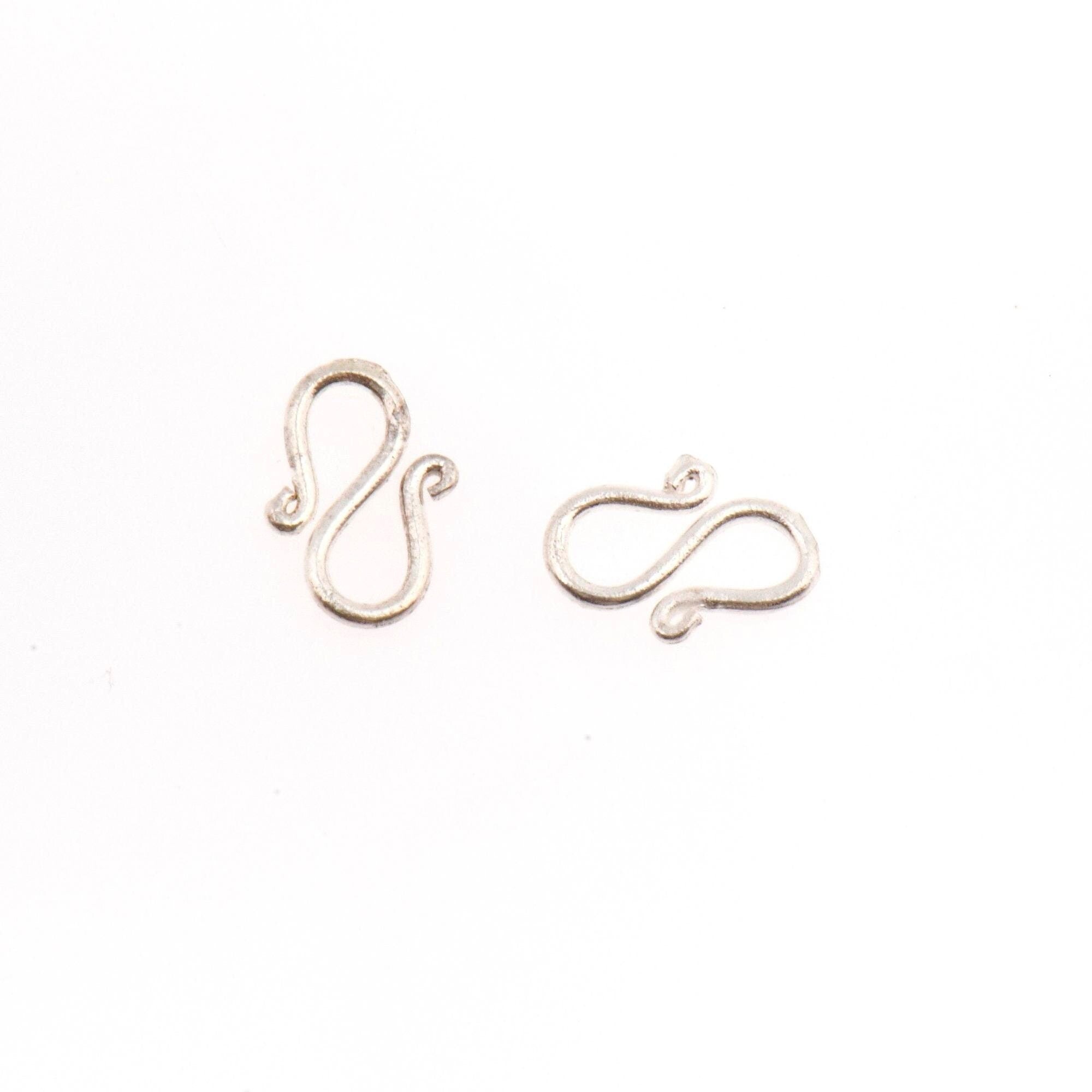 925 Sterling Silver S Clasps, Silver Hook Clasps, Antique Solid Silver Connectors, Jewelry Making Supplies, Silver Jewelry Findings, M66