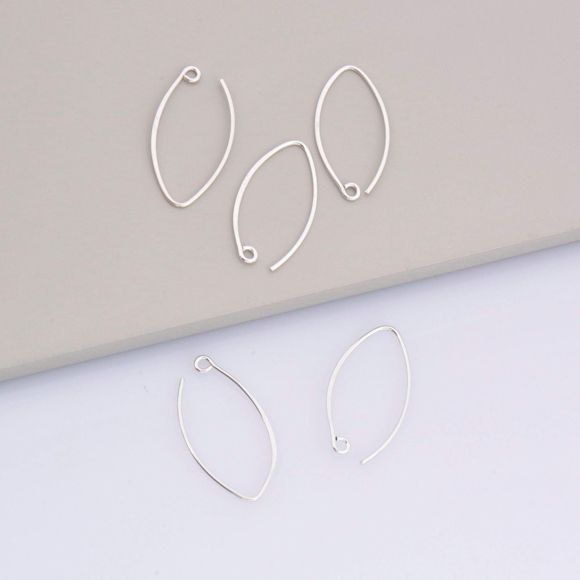 24K Gold Vermeil & 925 Sterling Silver 26 mm V Shape Ear Wires w Open Loop, Earring Hooks, Earring Making Supply, Findings, M/VM49A