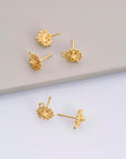 24K Gold Vermeil and 925 Silver Flower Ear Post, Flower Earring Studs with Loop, Gold Plated Earring Posts, Jewelry Making Findings, MV/M50