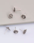 24K Gold Vermeil and 925 Silver Flower Ear Post, Flower Earring Studs with Loop, Gold Plated Earring Posts, Jewelry Making Findings, MV/M50