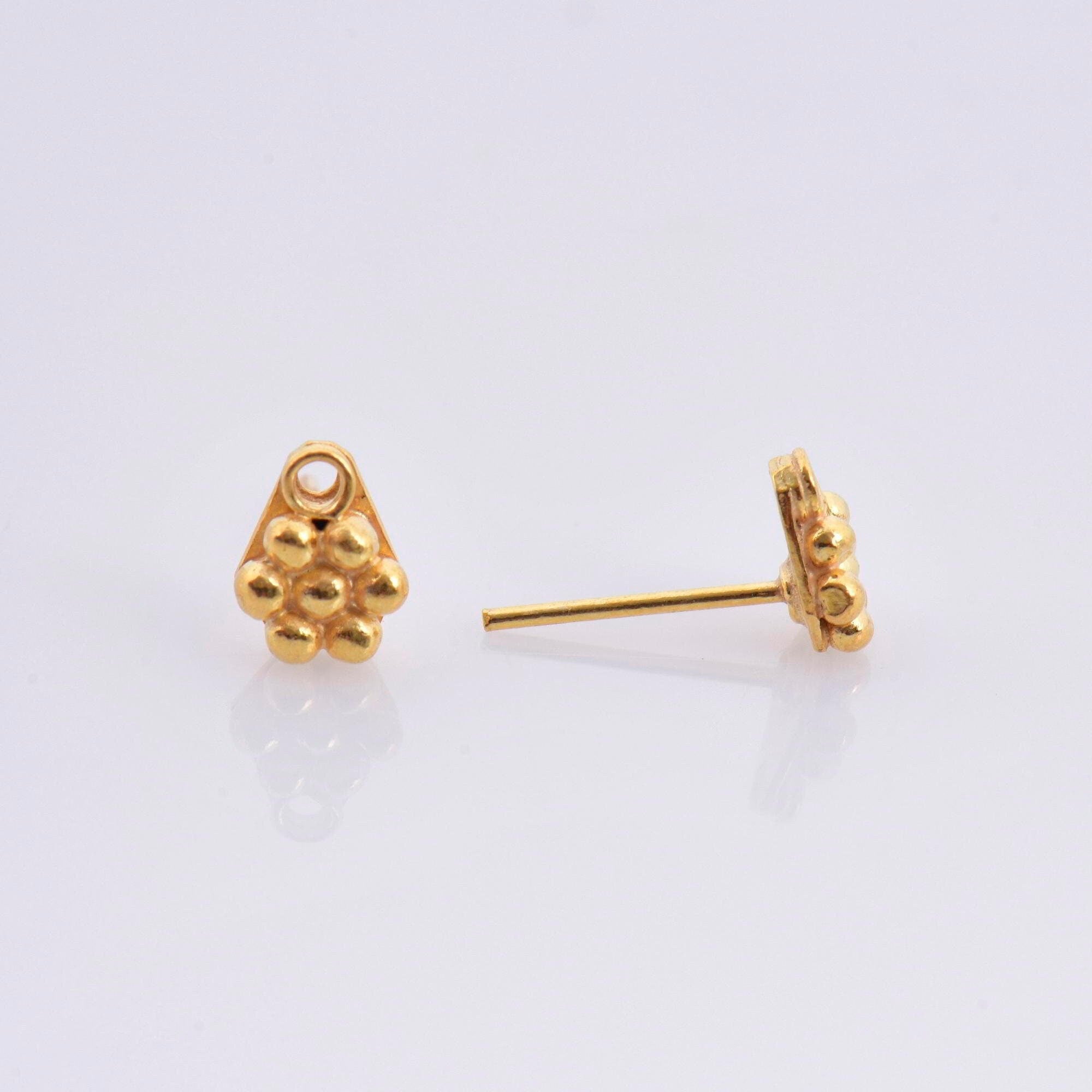24K Gold Vermeil Flower Ear Post, 925 Solid Silver Flower Earring Studs with Loop, Gold Plated Earring Posts, Jewelry Making Findings, VM51