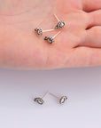 925 Sterling Silver Flower Ear Post, Antique Silver Flower Earring Studs with Loop, Solid Silver Earring Posts, Jewelry Making Findings, M52