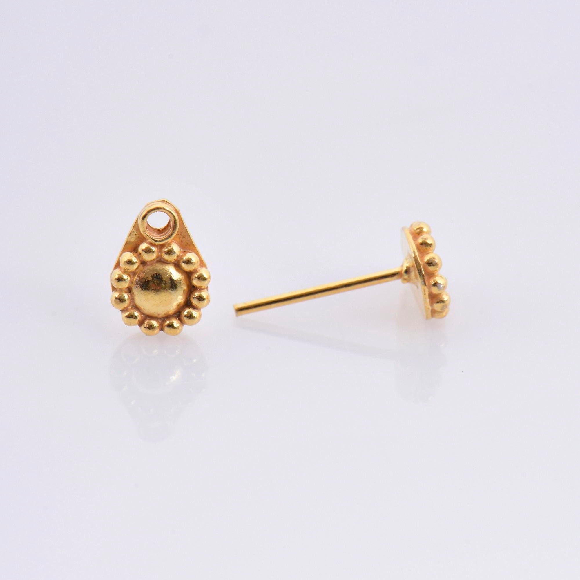 24K Gold Vermeil Flower Ear Post, 925 Solid Silver Flower Earring Studs with Loop, Gold Plated Earring Posts, Jewelry Making Findings, VM52