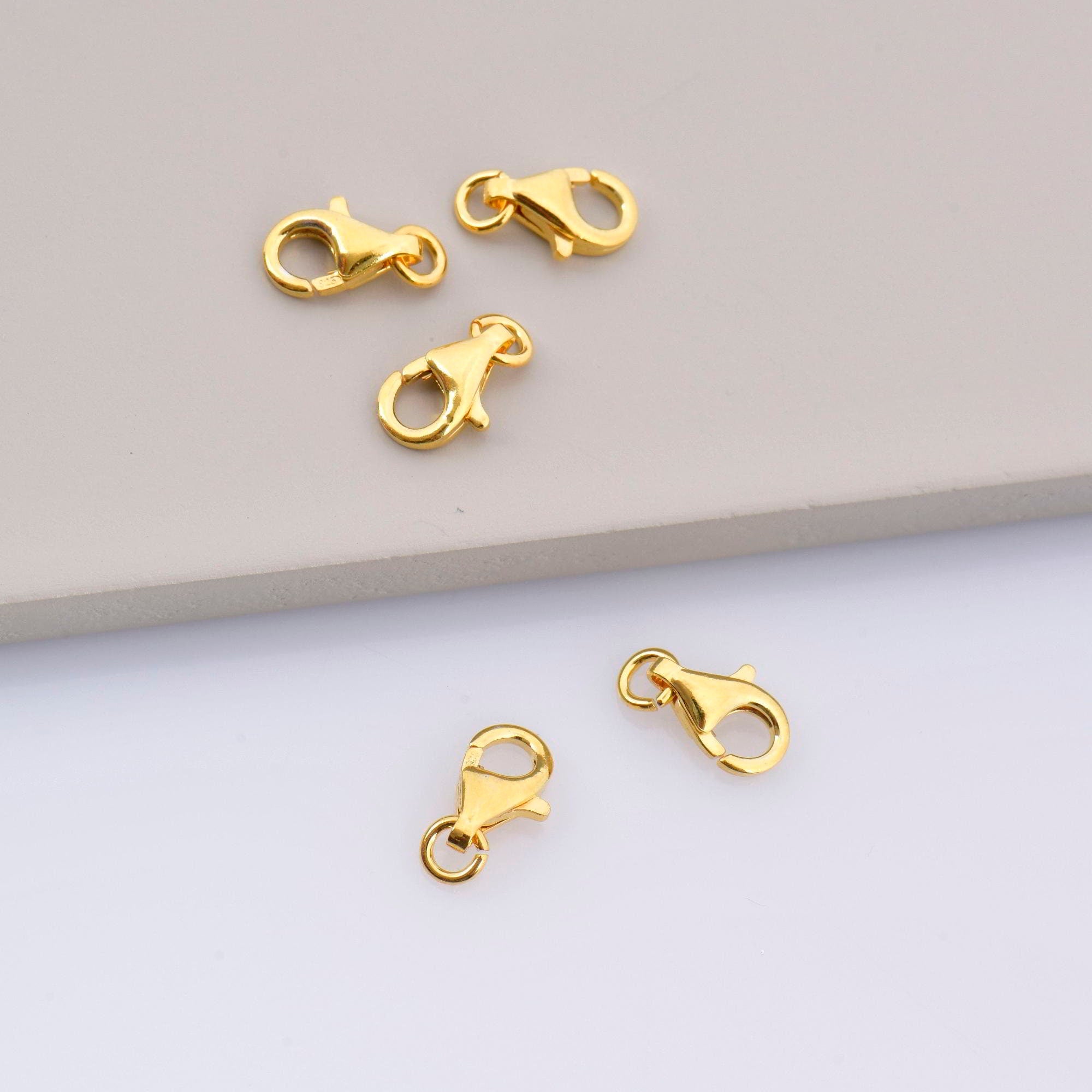 24K Gold Vermeil Lobster Clasp, 925 Solid Silver Trigger Clasp, Gold Plated Spring Clasp, Jewelry Supplies, Jewelry Making Findings, VM54A