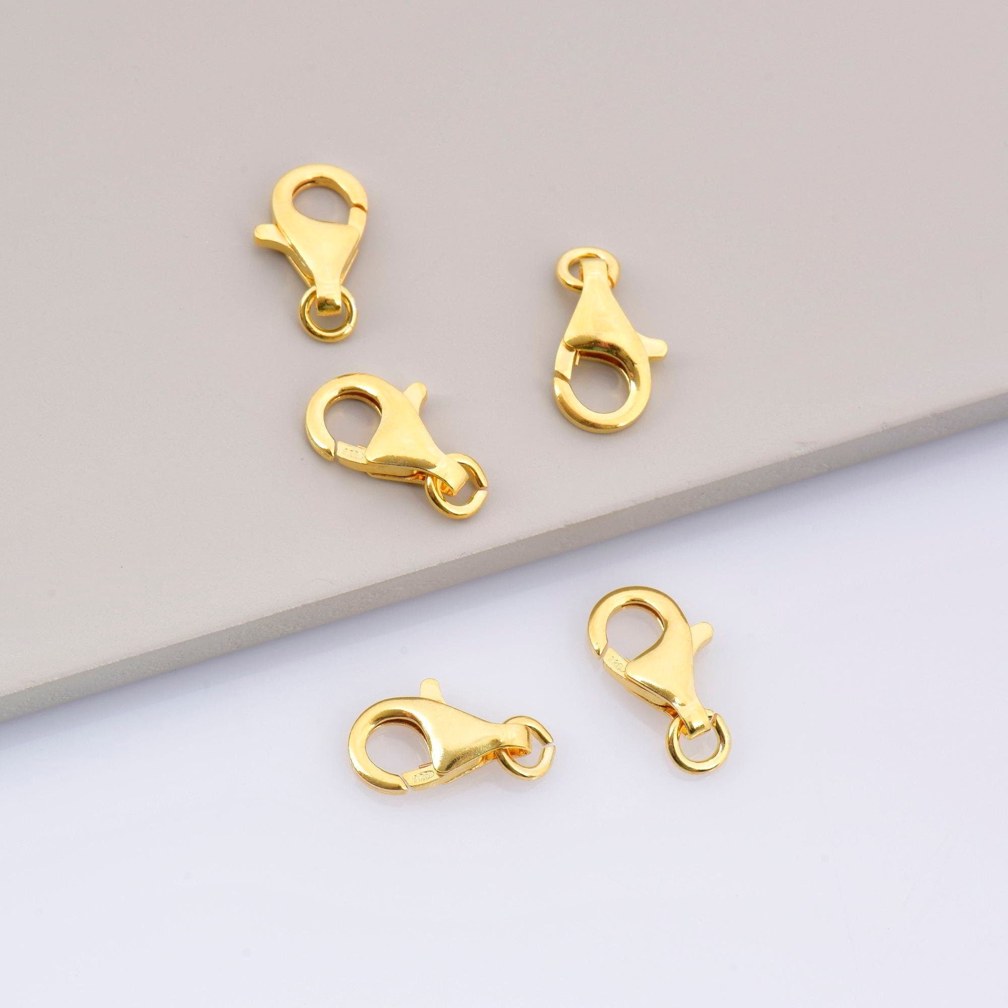 24K Gold Vermeil Lobster Clasp, 925 Solid Silver Trigger Clasp, Gold Plated Spring Clasp, Jewelry Supplies, Jewelry Making Findings, VM54D