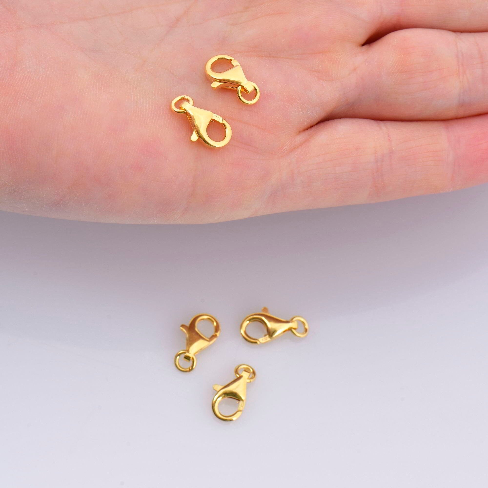 24K Gold Vermeil Clasp, 925 Sterling Silver Lobster Clasp, Trigger Clasp, Jewelry Crafting Supplies, Jewelry Making Findings, VM54ABCD