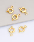 24K Gold Vermeil Spring Ring Clasp, 925 Solid Silver Spring Clasps with Open Loop, Gold Plated Trigger Spring Clasp, Jewelry Findings, VM53A