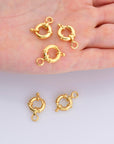 24K Gold Vermeil Spring Ring Clasp, 925 Solid Silver Spring Clasps with Open Loop, Gold Plated Trigger Spring Clasp, Jewelry Findings, VM53A