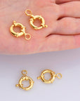24K Gold Vermeil Spring Ring Clasp, 925 Solid Silver Spring Clasps with Open Loop, Gold Plated Trigger Spring Clasp, Jewelry Findings, VM53B