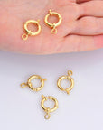 24K Gold Vermeil Spring Ring Clasp, 925 Solid Silver Spring Clasps with Open Loop, Gold Plated Trigger Spring Clasp, Jewelry Findings, VM53C