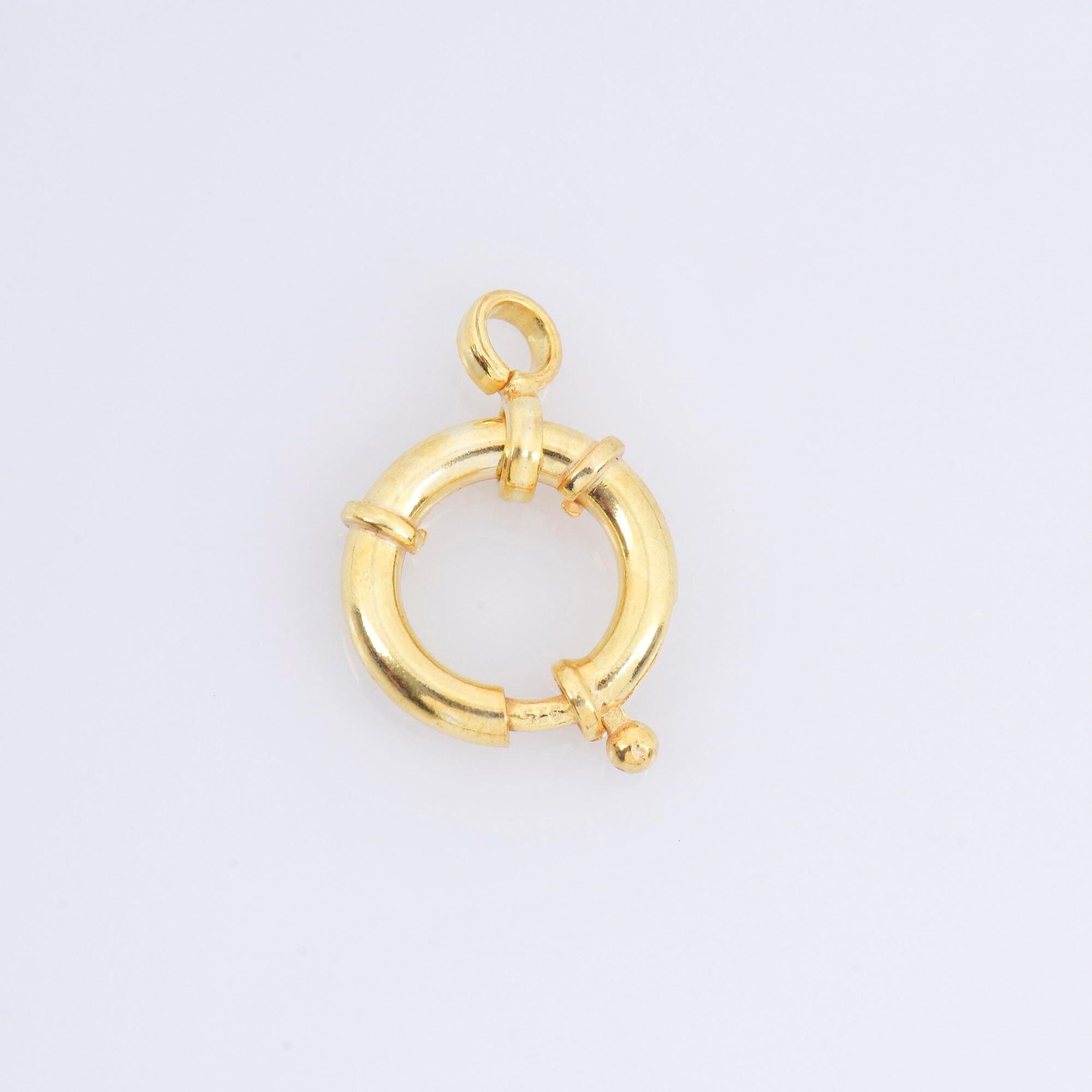 24K Gold Vermeil Spring Ring Clasp, 925 Solid Silver Spring Clasps with Open Loop, Gold Plated Trigger Spring Clasp, Jewelry Findings, VM53C