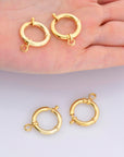 24K Gold Vermeil Spring Ring Clasp, 925 Solid Silver Spring Clasps with Open Loop, Gold Plated Trigger Spring Clasp, Jewelry Findings, VM53D