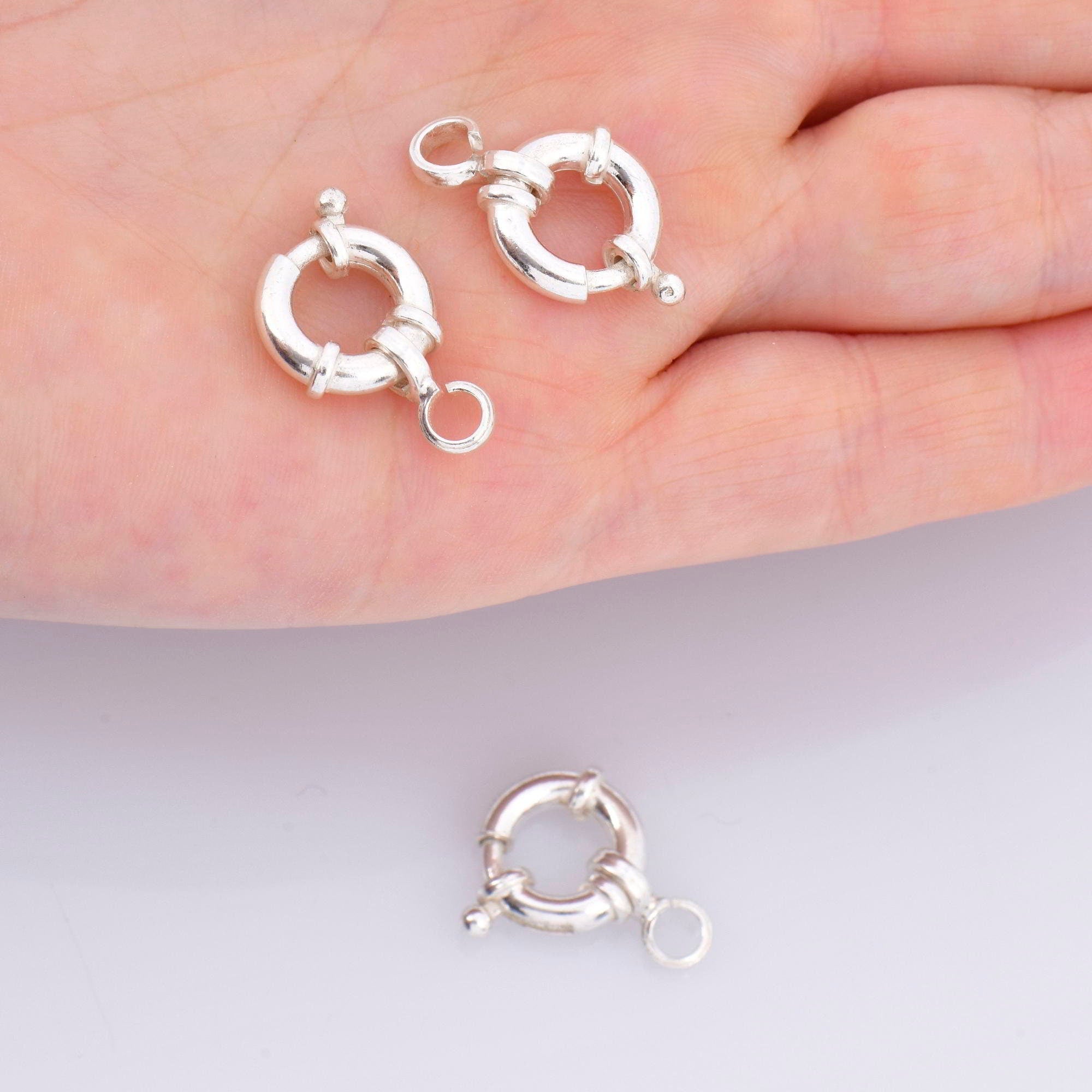 925 Sterling Silver Spring Ring Clasp, Solid Silver Spring Clasps with Open Loop, Silver Trigger Spring Clasp, Jewelry Making Findings, M53A