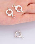 925 Sterling Silver Spring Ring Clasp, Solid Silver Spring Clasps with Open Loop, Silver Trigger Spring Clasp, Jewelry Making Findings, M53A