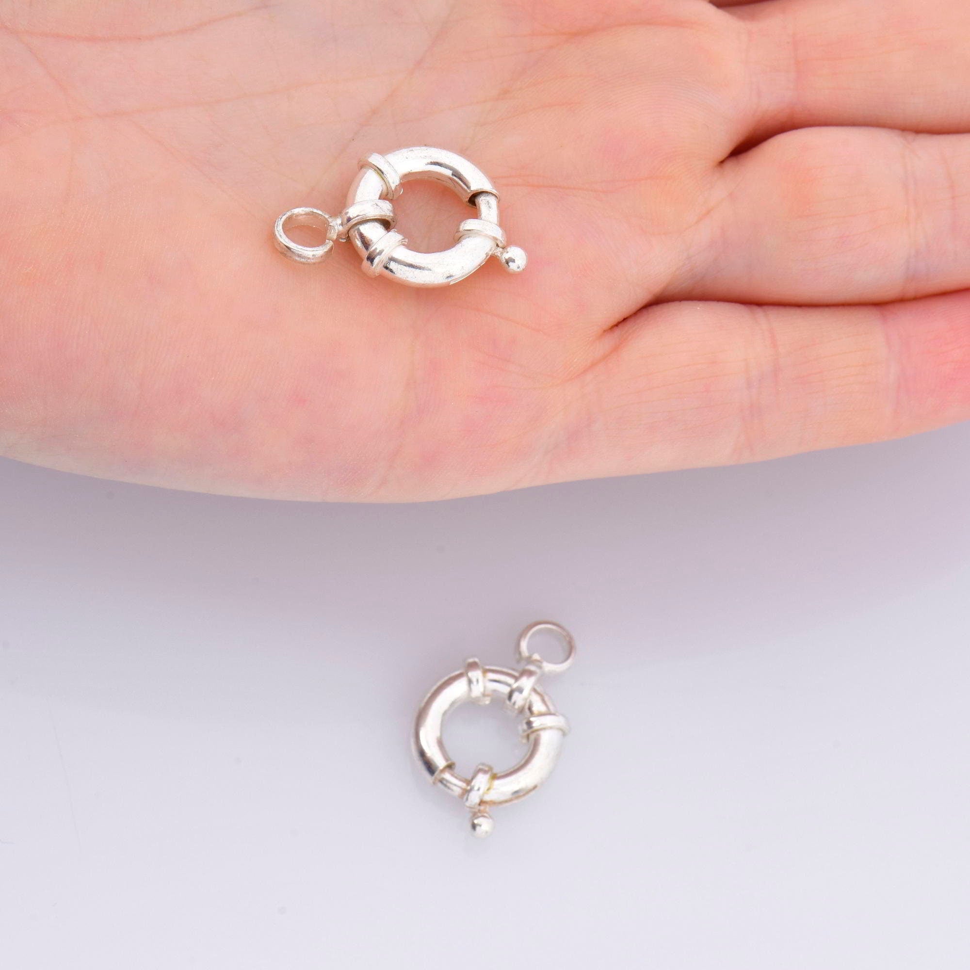 925 Sterling Silver Spring Ring Clasp, Solid Silver Spring Clasps with Open Loop, Silver Trigger Spring Clasp, Jewelry Making Findings, M53B