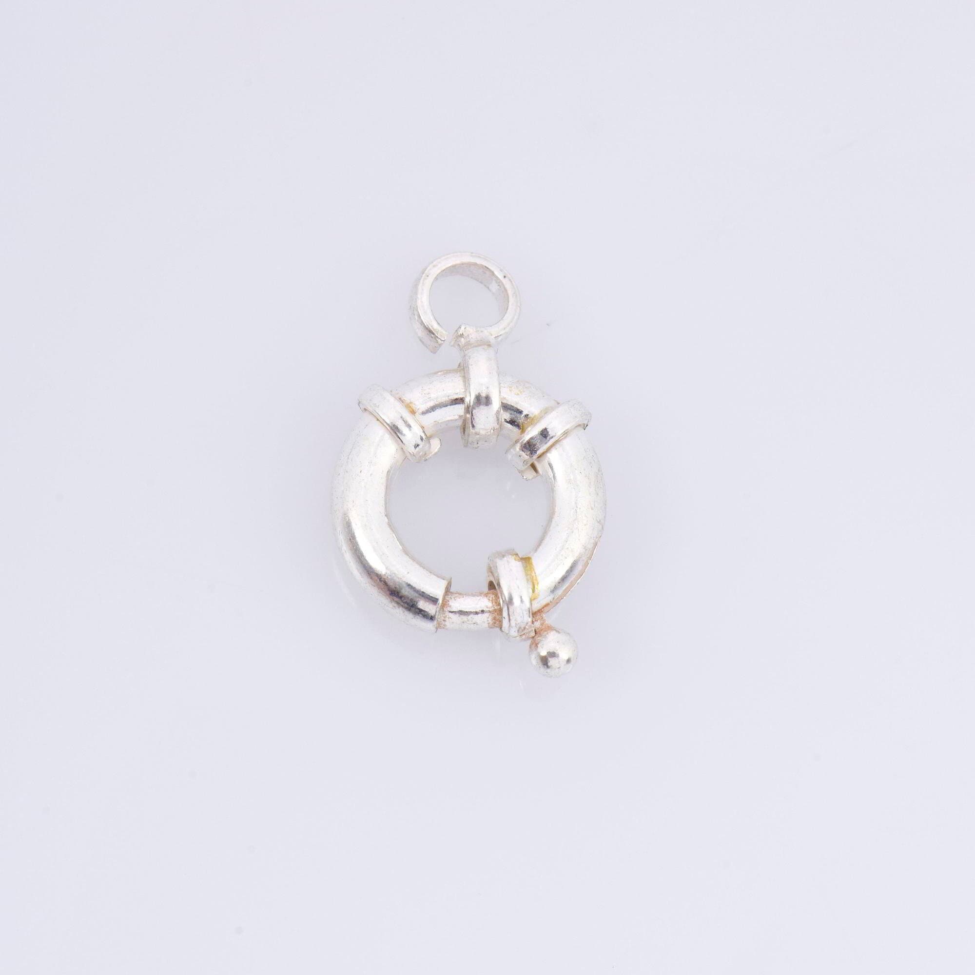 925 Sterling Silver Spring Ring Clasp, Solid Silver Spring Clasps with Open Loop, Silver Trigger Spring Clasp, Jewelry Making Findings, M53B