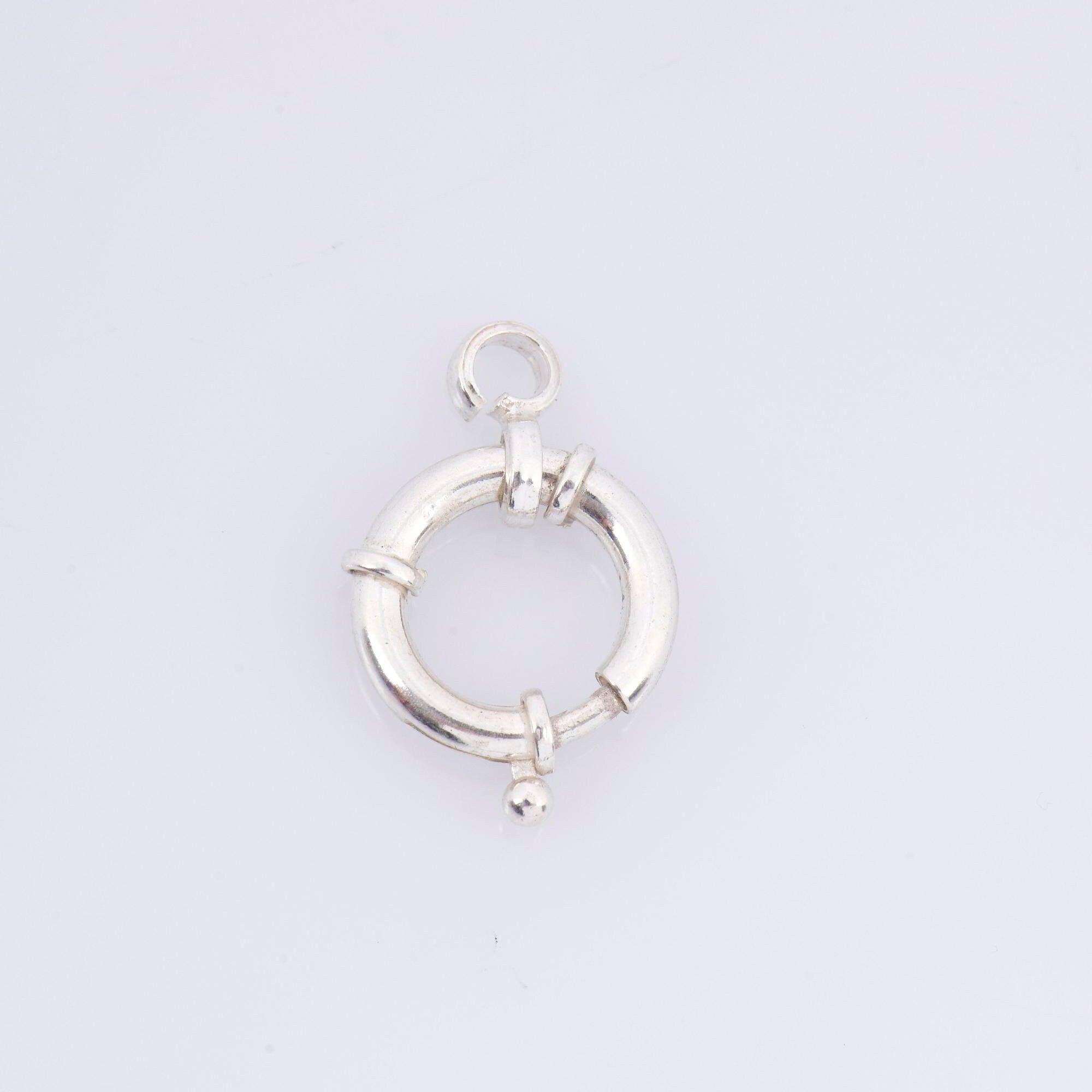 925 Sterling Silver Spring Ring Clasp, Solid Silver Spring Clasps with Open Loop, Silver Trigger Spring Clasp, Jewelry Making Findings, M53C