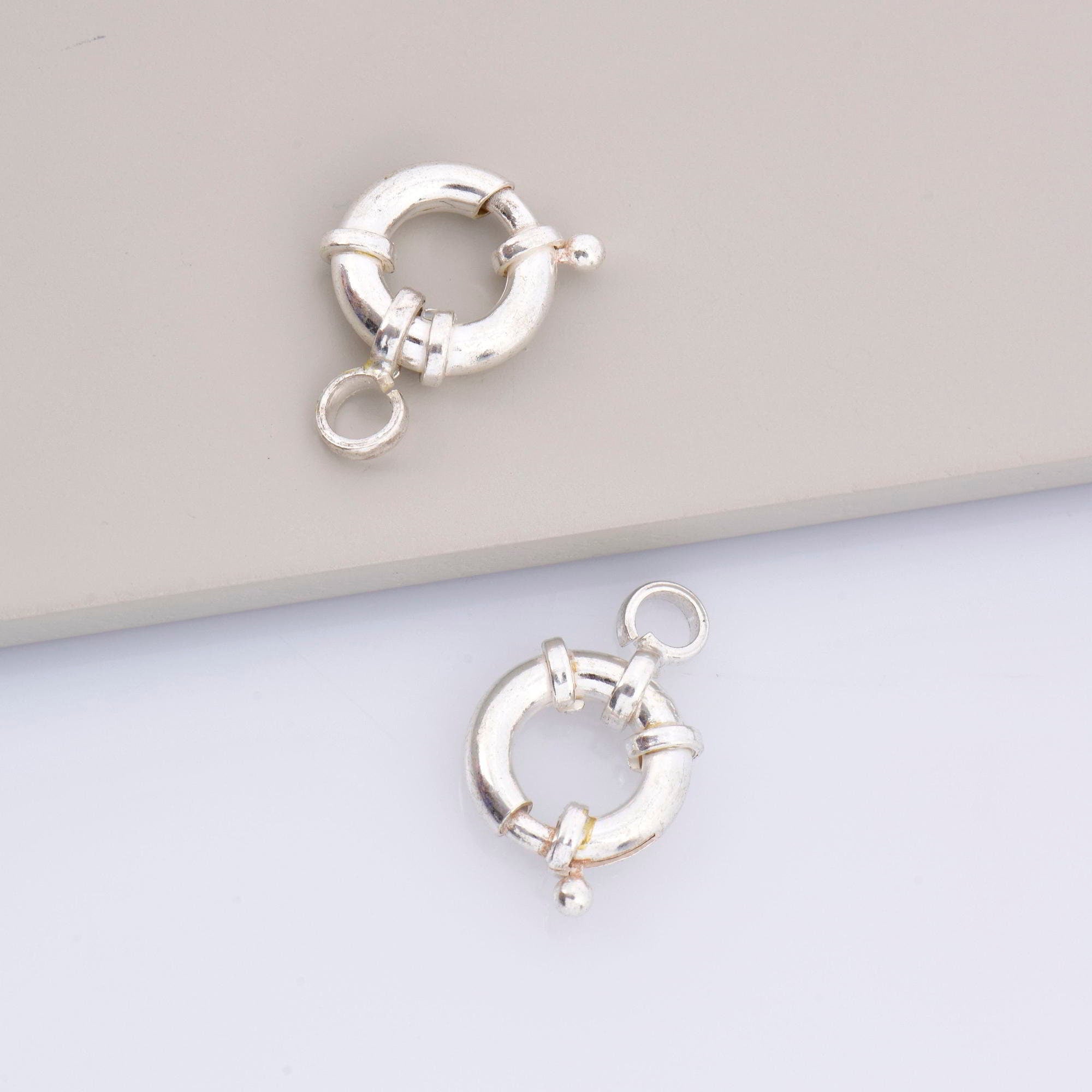 925 Sterling Silver Spring Ring Clasp, Solid Silver Spring Clasps with Open Loop, Silver Trigger Spring Clasp, Jewelry Findings, M53A-B-C-D