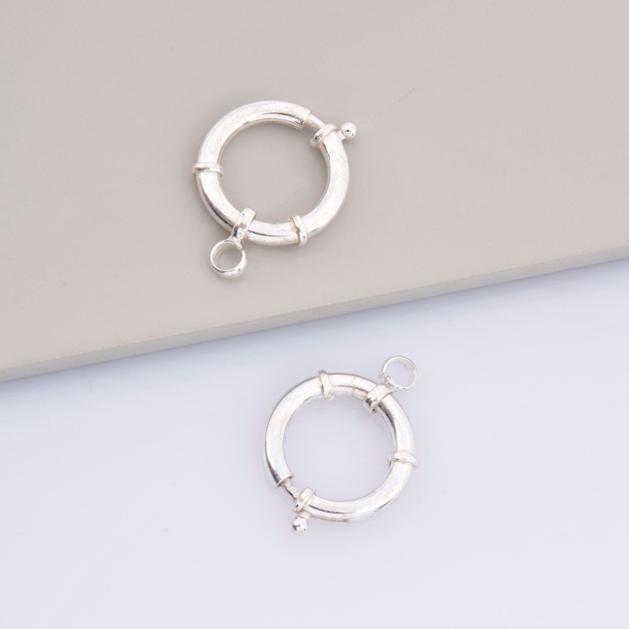 925 Sterling Silver Spring Ring Clasp, Solid Silver Spring Clasps with Open Loop, Silver Trigger Spring Clasp, Jewelry Findings, M53A-B-C-D