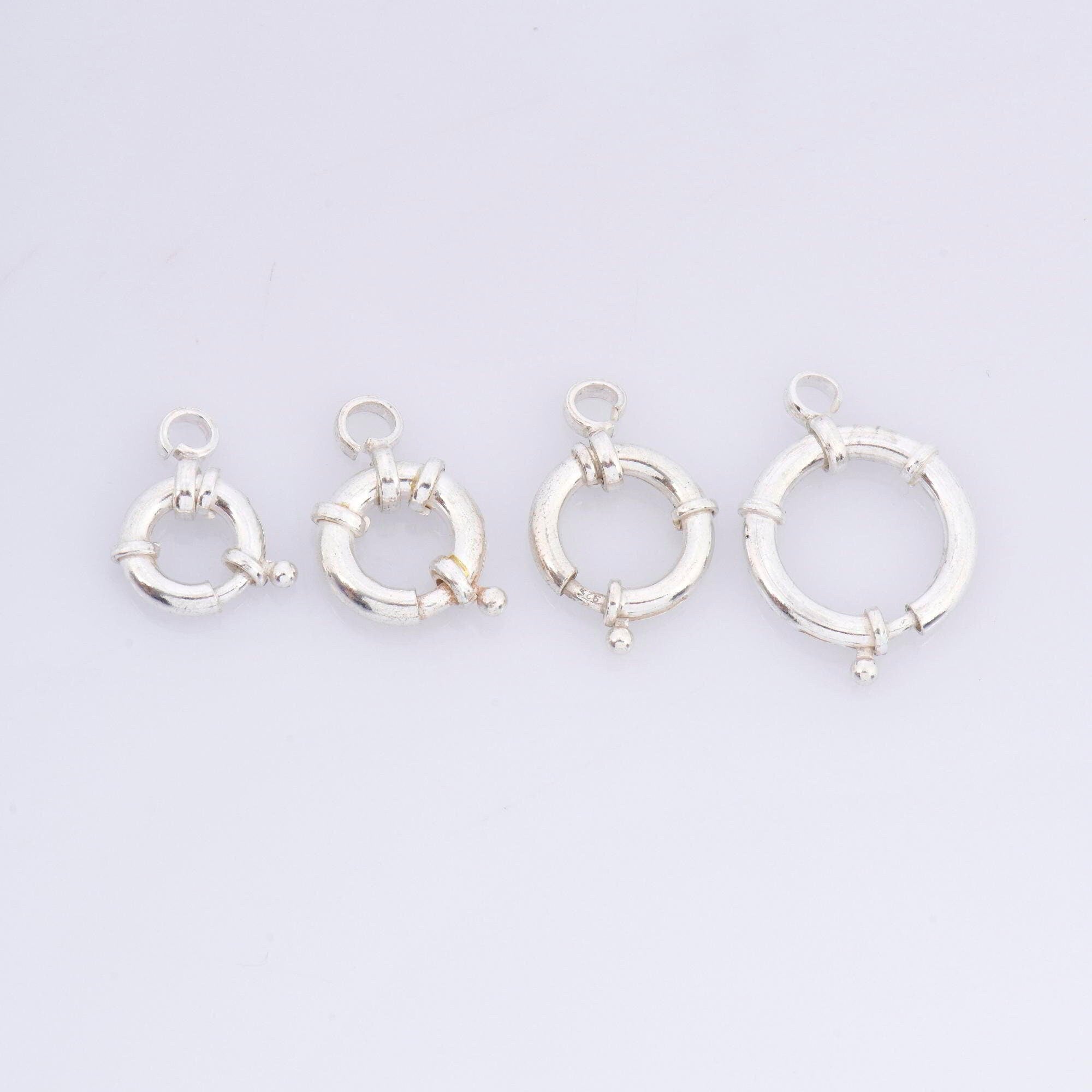925 Sterling Silver Spring Ring Clasp, Solid Silver Spring Clasps with Open Loop, Silver Trigger Spring Clasp, Jewelry Findings, M53A-B-C-D