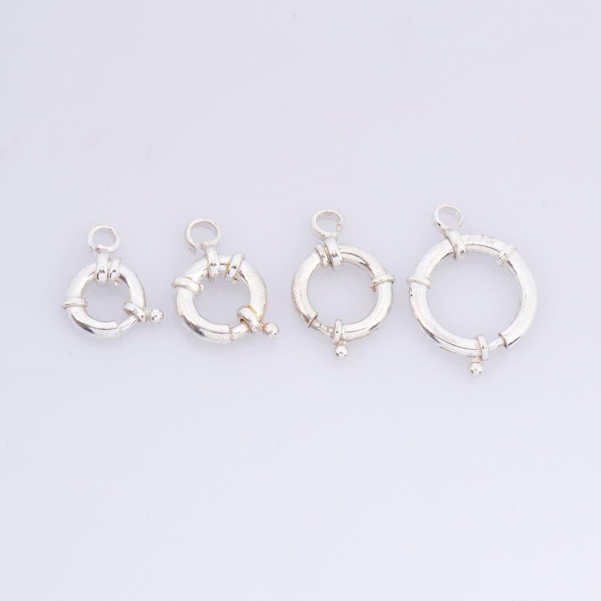 24K Gold Vermeil Spring Ring Clasp, 925 Solid Silver Spring Clasps with Open Loop, Plated Trigger Spring Clasp, Jewelry Findings, M/VM53