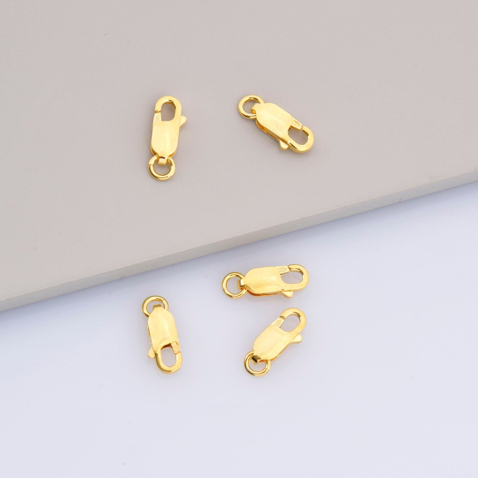 24K Gold Vermeil Lobster Clasp, 925 Solid Silver Trigger Clasp, Gold Plated Spring Clasp, Jewelry Supplies, Jewelry Making Findings, VM55A