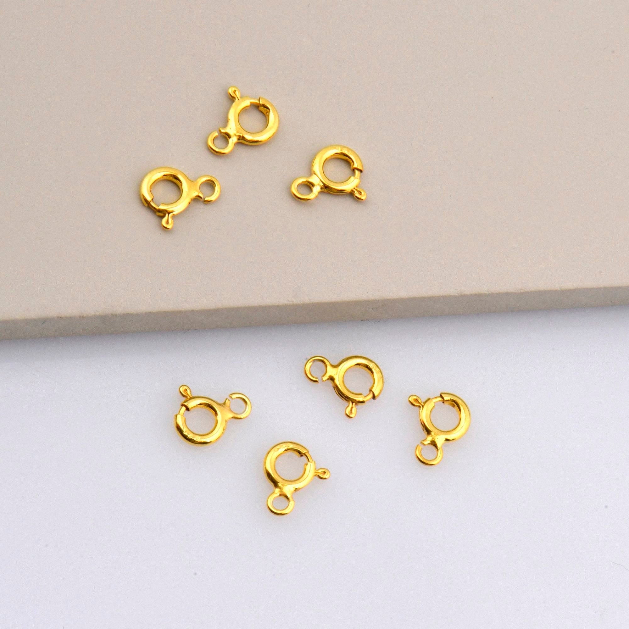 24K Gold Vermeil Round Clasps, 925 Solid Silver Round Trigger Clasp, Gold Plated Round Spring Clasp, Jewelry Supply, Jewelry Findings, VM56A