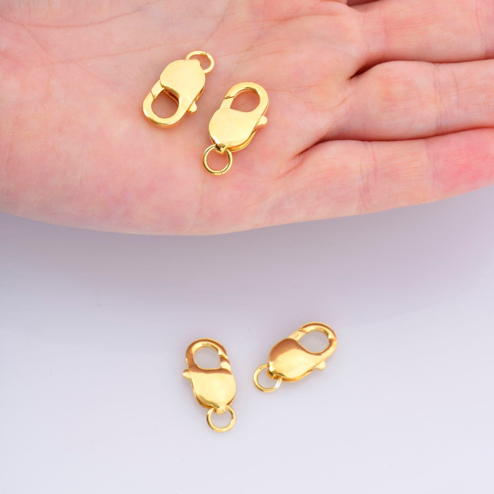 24K Gold Vermeil Lobster Clasp, 925 Solid Silver Trigger Clasp, Gold Plated Spring Clasp, Jewelry Supplies, Jewelry Making Findings, VM55E