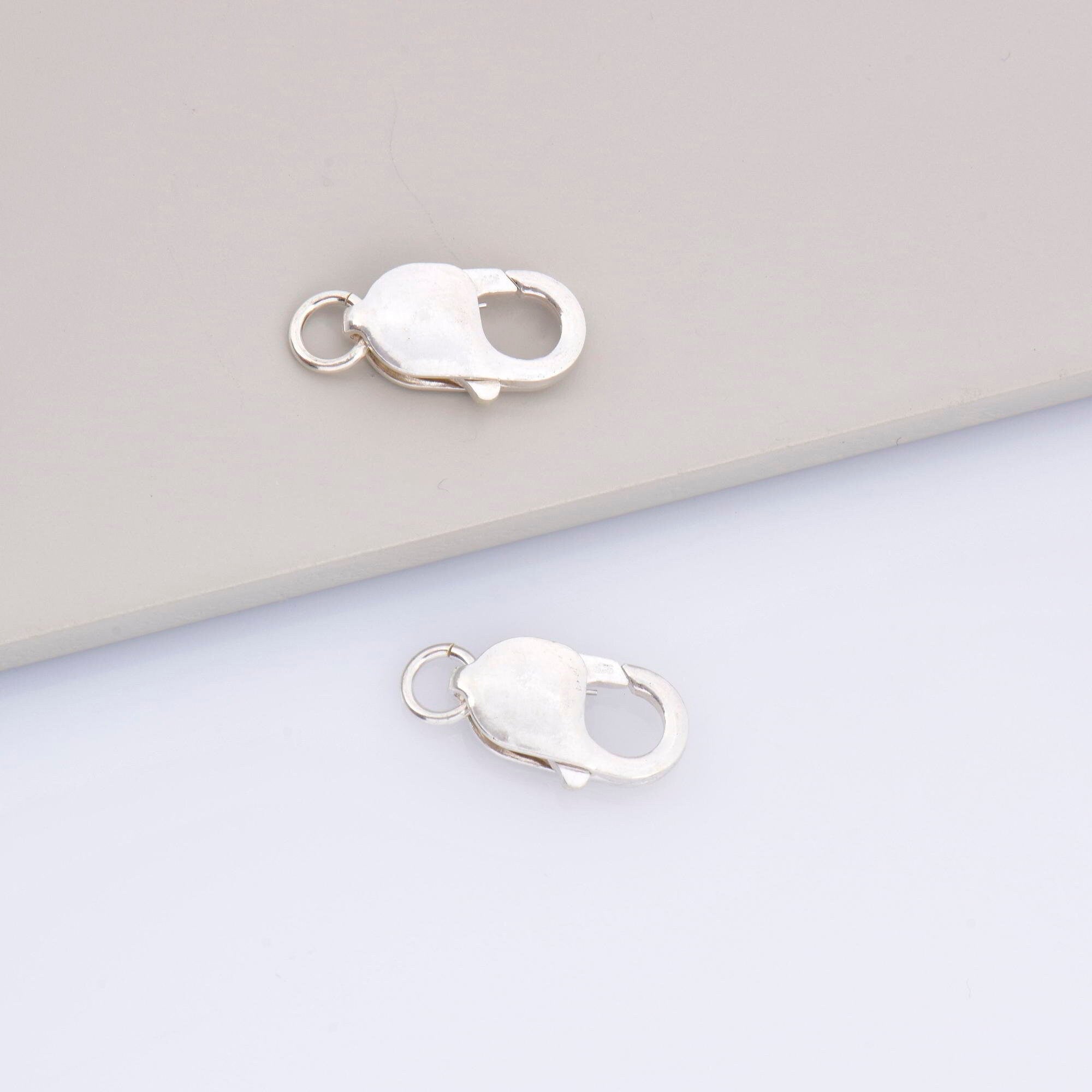925 Sterling Silver Lobster Clasp, Solid Silver Trigger Clasp, Silver Spring Clasp, Jewelry Making Supplies, Jewelry Making Findings, M55E