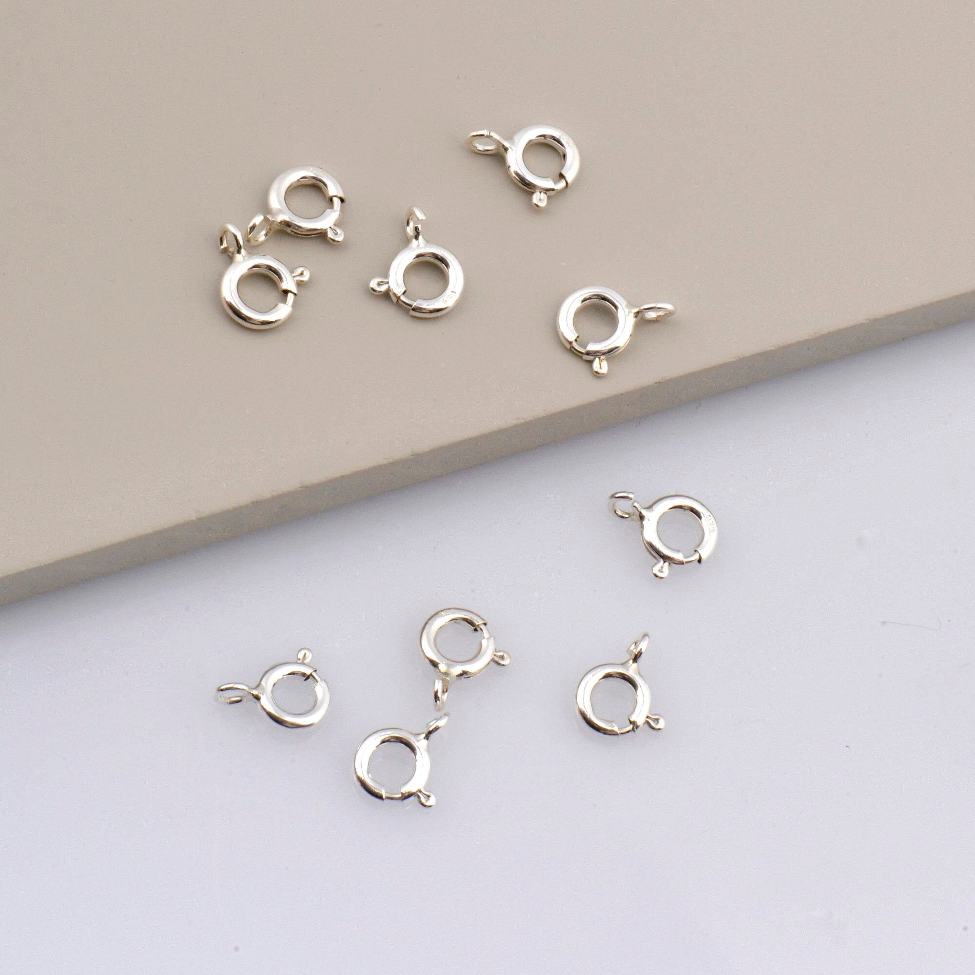 925 Sterling Silver Round Clasps, Solid Silver Round Trigger Clasp, Silver Round Spring Clasp, Jewelry Making Supply, Jewelry Findings, M56B