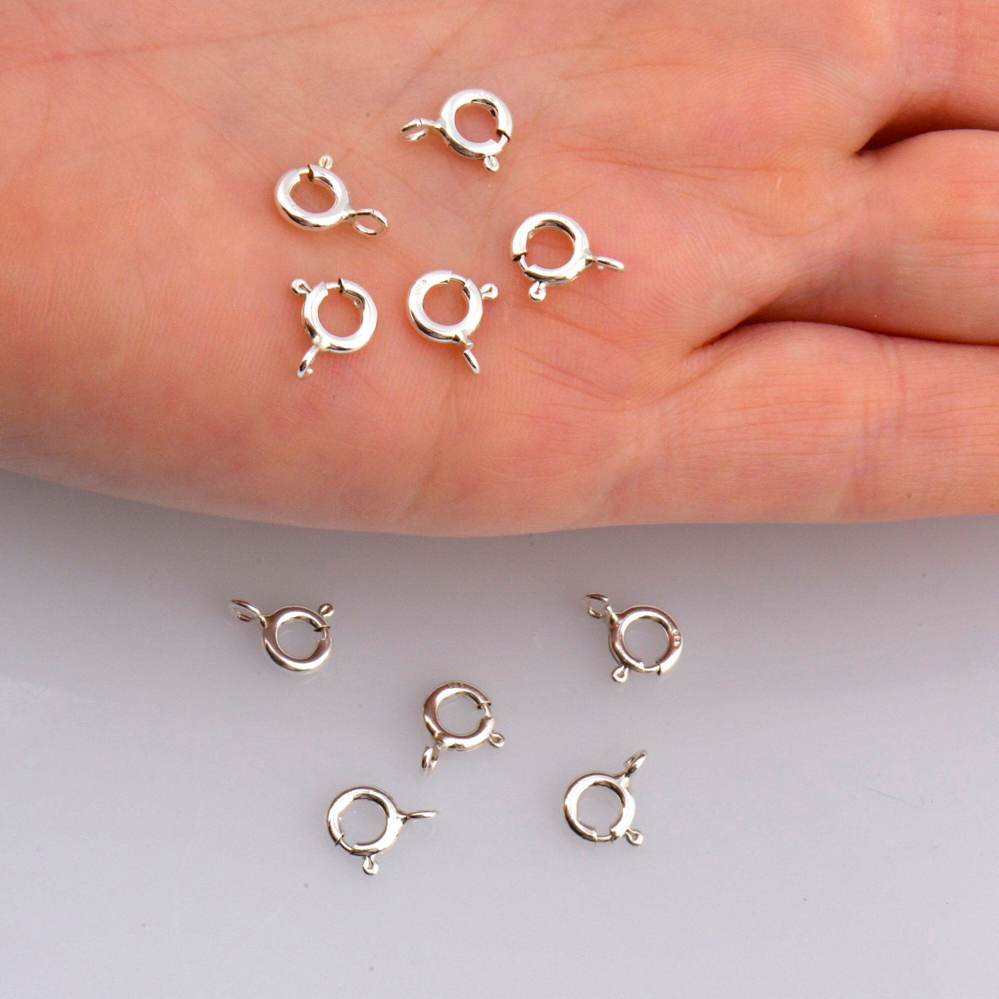 925 Sterling Silver Round Clasps, Solid Silver Round Trigger Clasp, Silver Round Spring Clasp, Jewelry Making Supply, Jewelry Findings, M56B
