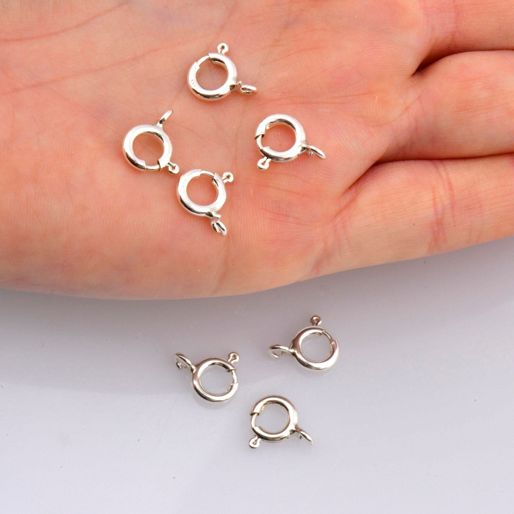 925 Sterling Silver Round Clasps, Solid Silver Round Trigger Clasp, Silver Round Spring Clasp, Jewelry Making Supply, Jewelry Findings, M56D