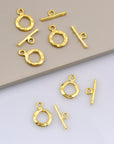 24K Gold Vermeil Toggle Clasps, 925 Solid Silver Toggle Clasp, Gold Plated Organic Toggle Clasp Set, Jewelry Supply, Jewelry Findings, VM57B