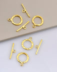 24K Gold Vermeil Toggle Clasps, 925 Solid Silver Toggle Clasp, Gold Plated Organic Toggle Clasp Set, Jewelry Supply, Jewelry Findings, VM57C