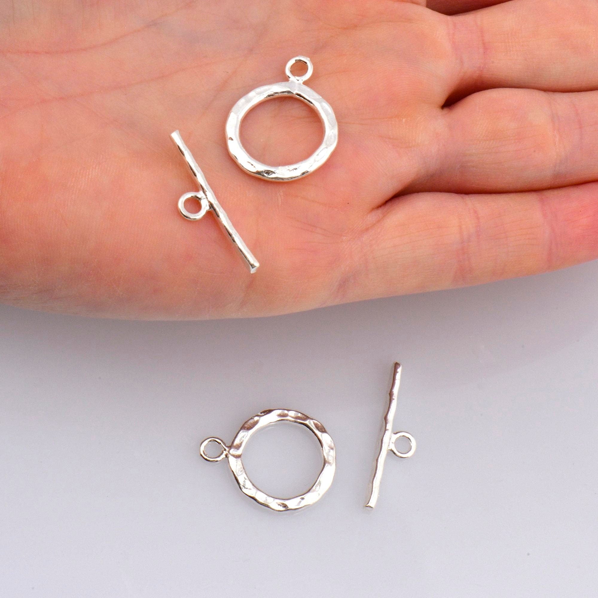 925 Silver Toggle Clasps, Solid Silver Toggle Clasp, Silver Plated Organic Toggle Clasp Set, Jewelry Supply, Jewelry Findings, M57C