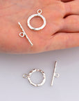 925 Silver Toggle Clasps, Solid Silver Toggle Clasp, Silver Plated Organic Toggle Clasp Set, Jewelry Supply, Jewelry Findings, M57C