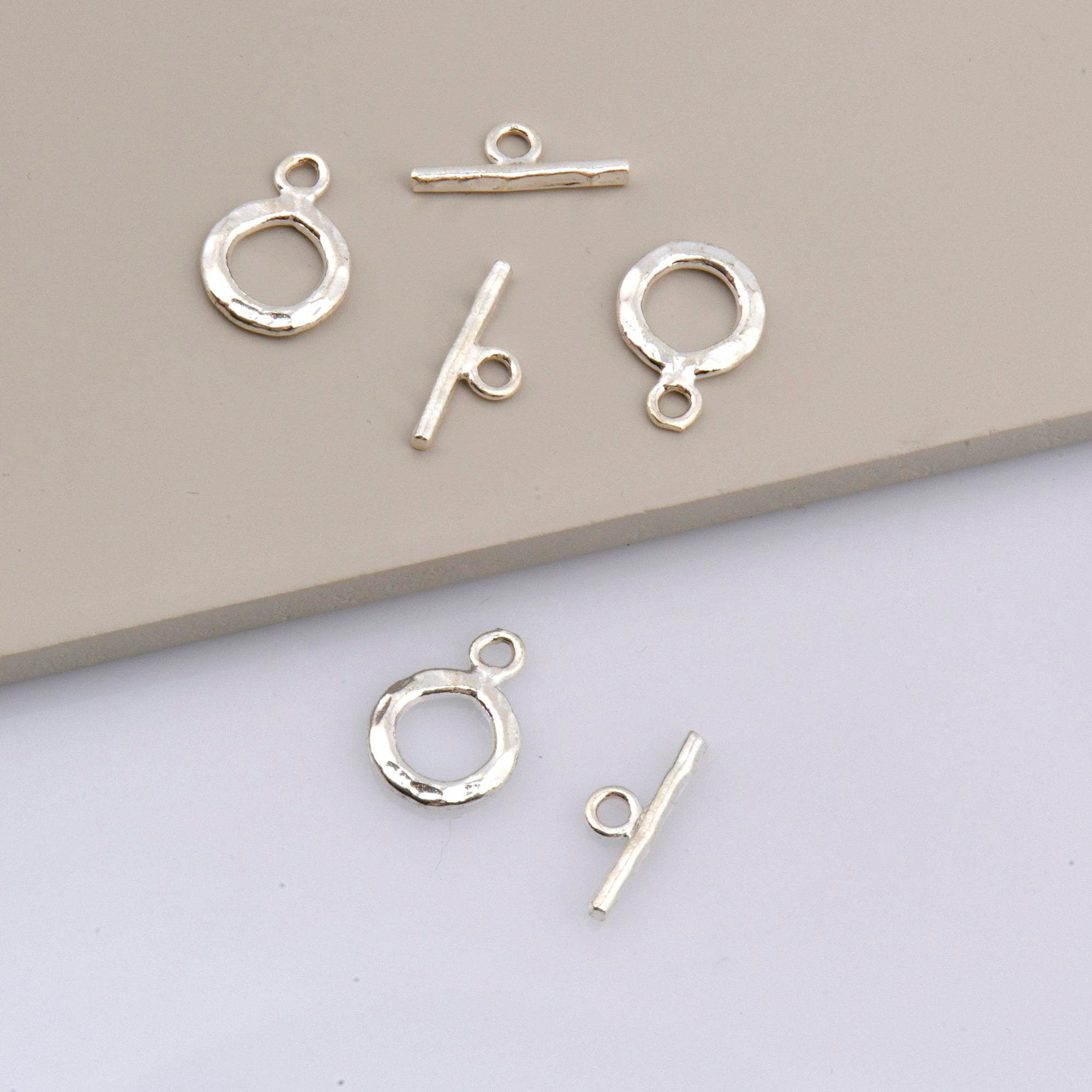 925 Solid Silver Toggle Clasp, Silver Toggle Clasps, Silver Plated Organic Toggle Clasp Set, Jewelry Supply, Jewelry Findings, M57A-C