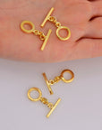 24K Gold Vermeil Toggle Clasps, 925 Solid Silver Toggle Clasp, Gold Plated Plain Toggle Clasp Set, Jewelry Supply, Jewelry Findings, VM58A
